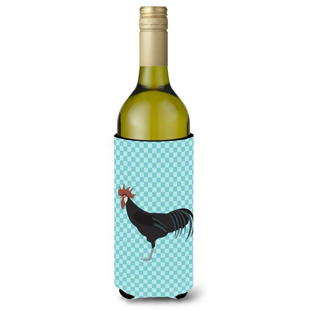 Picture of Carolines Treasures BB8015LITERK Minorca Ctalalan Chicken Blue Check Wine Bottle Beverge Insulator Hugger