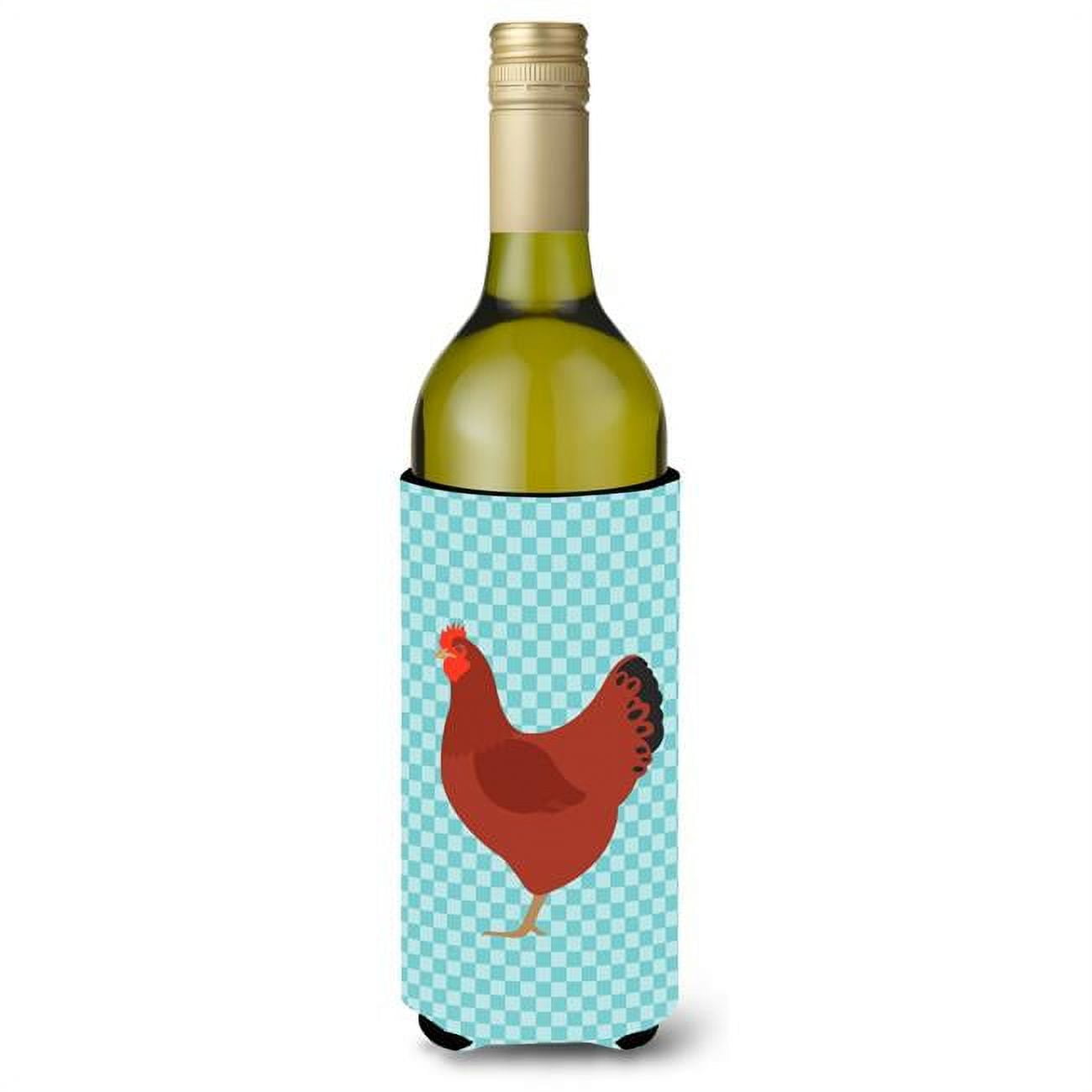 Picture of Carolines Treasures BB8017LITERK New Hampshire Red Chicken Blue Check Wine Bottle Beverge Insulator Hugger