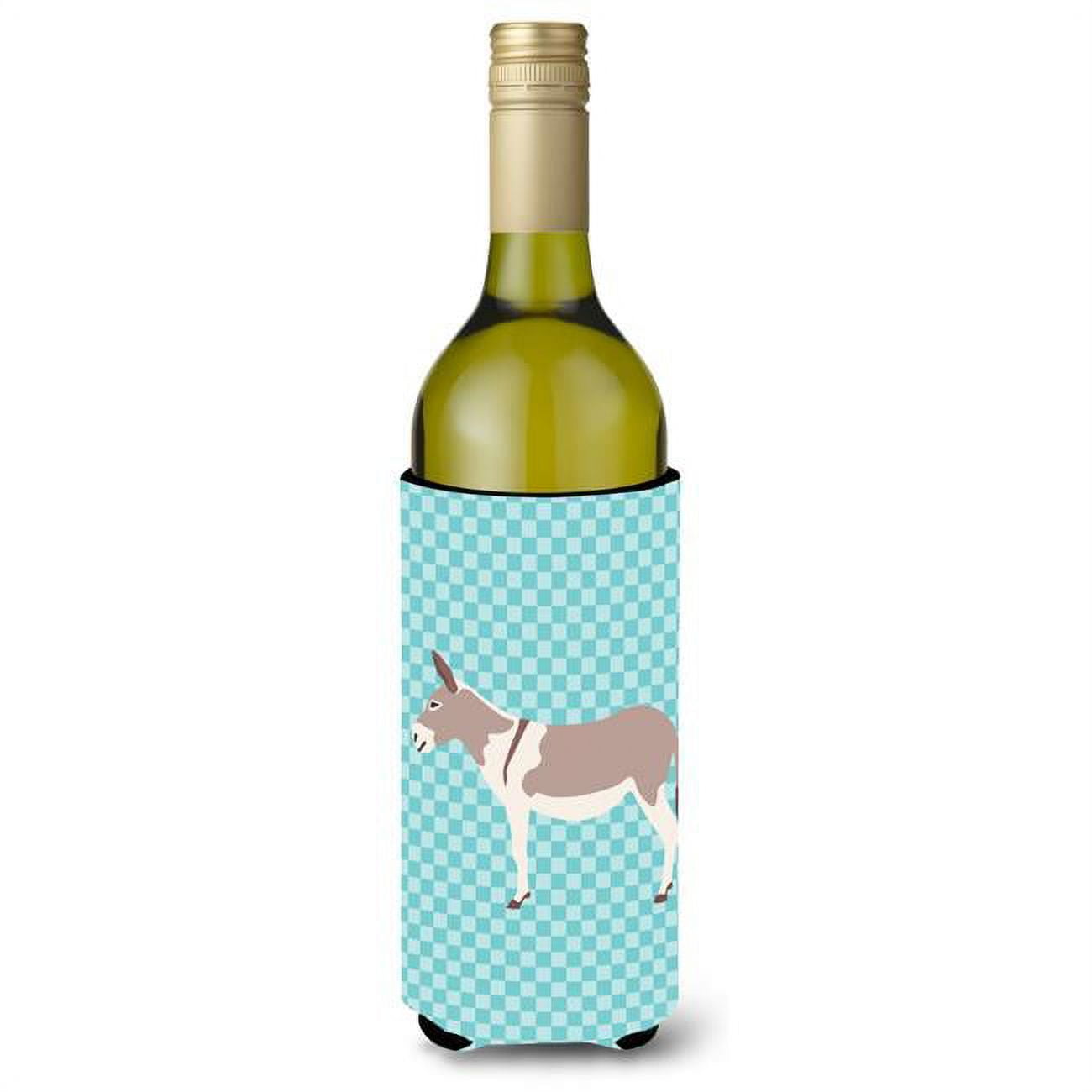 Picture of Carolines Treasures BB8020LITERK Australian Teamster Donkey Blue Check Wine Bottle Beverge Insulator Hugger