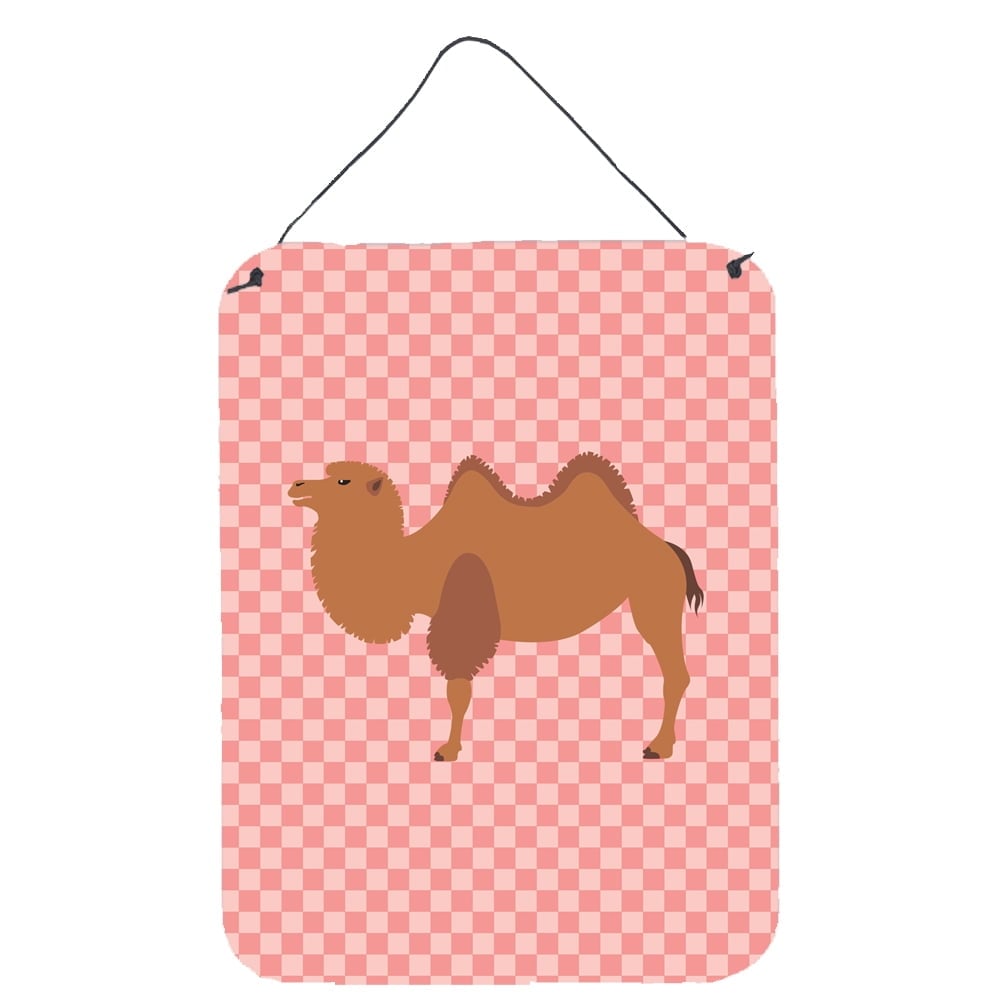 BB7818DS1216 Bactrian Camel Pink Check Wall or Door Hanging Prints