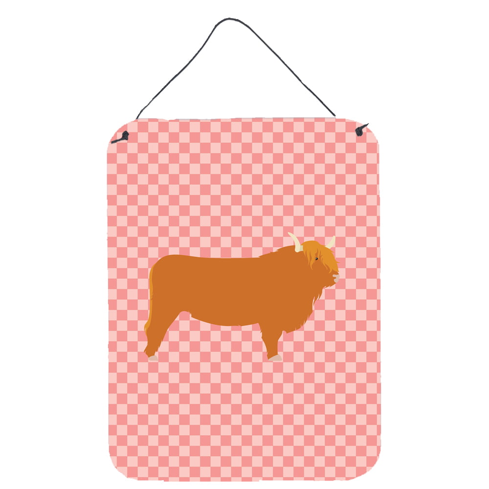 BB7820DS1216 Highland Cow Pink Check Wall or Door Hanging Prints