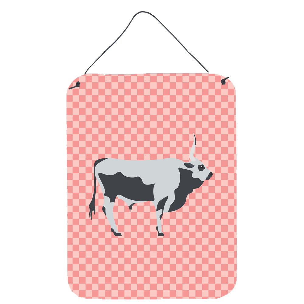 BB7824DS1216 Hungarian Grey Steppe Cow Pink Check Wall or Door Hanging Prints