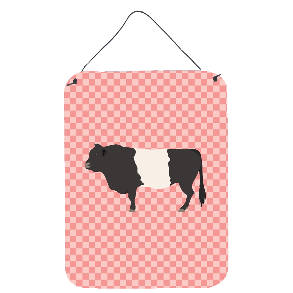 BB7831DS1216 Belted Galloway Cow Pink Check Wall or Door Hanging Prints