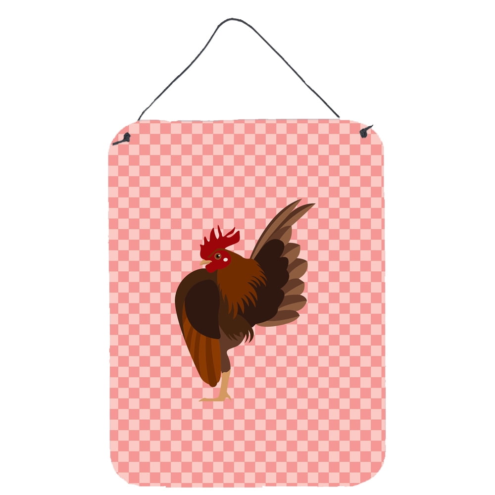 BB7842DS1216 Malaysian Serama Chicken Pink Check Wall or Door Hanging Prints