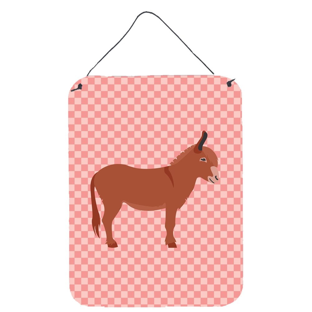 BB7848DS1216 Irish Donkey Pink Check Wall or Door Hanging Prints