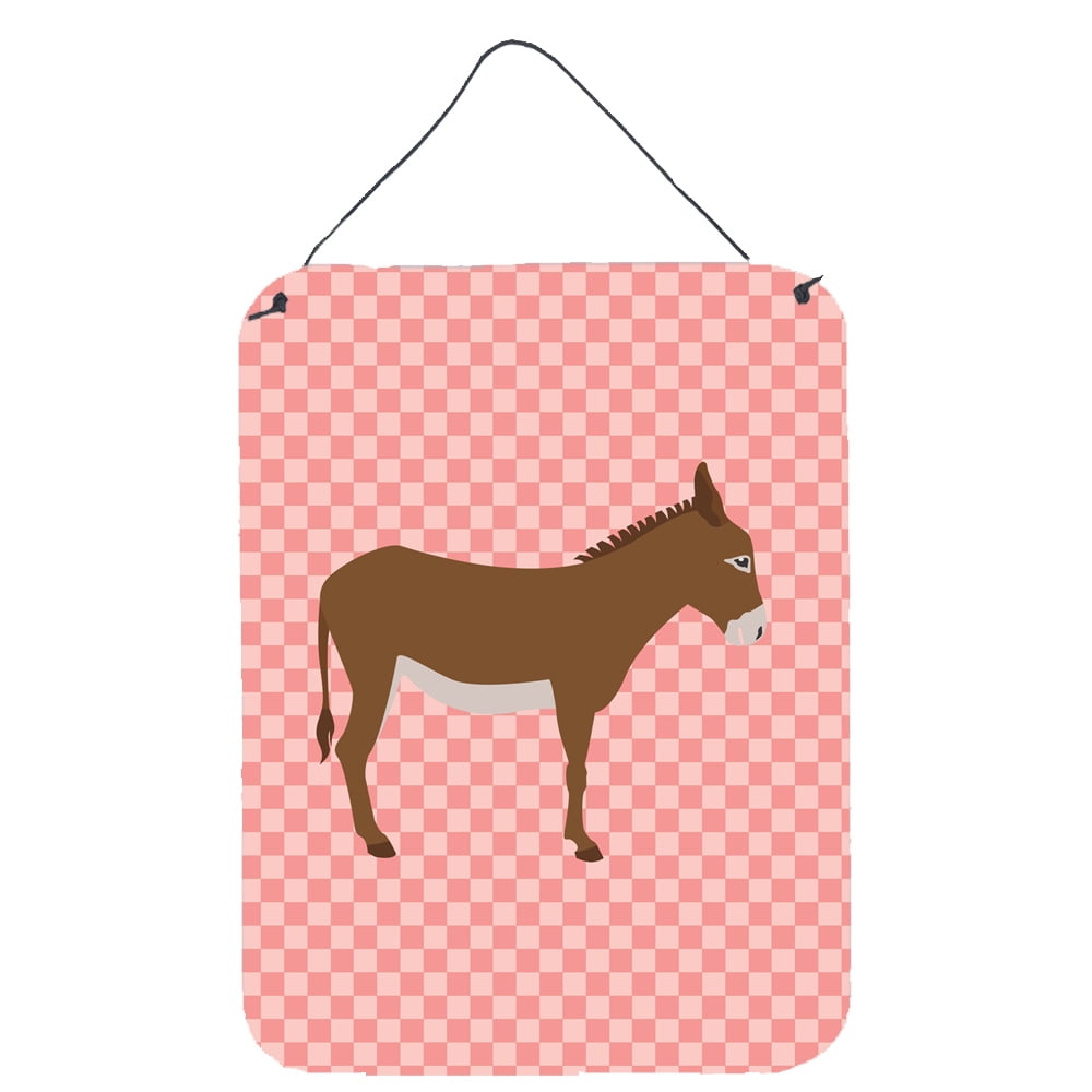 BB7849DS1216 Cotentin Donkey Pink Check Wall or Door Hanging Prints