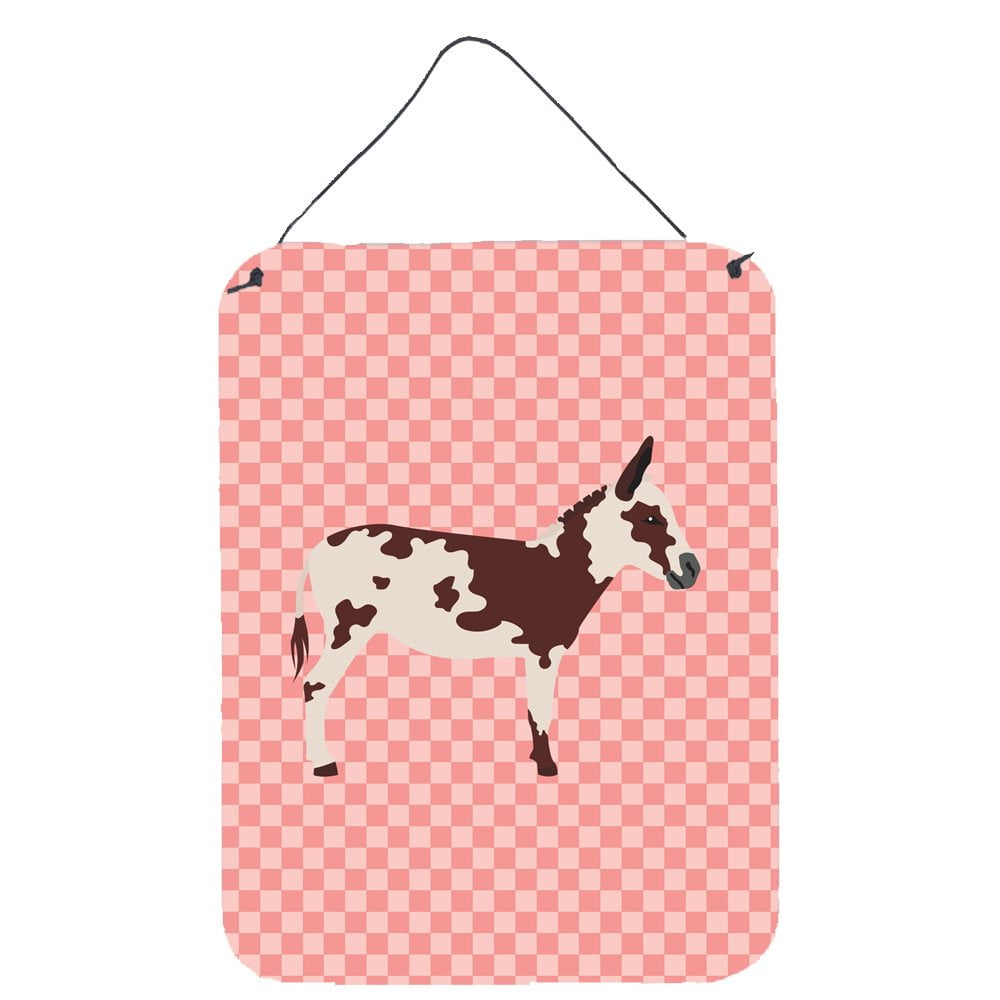 BB7851DS1216 American Spotted Donkey Pink Check Wall or Door Hanging Prints