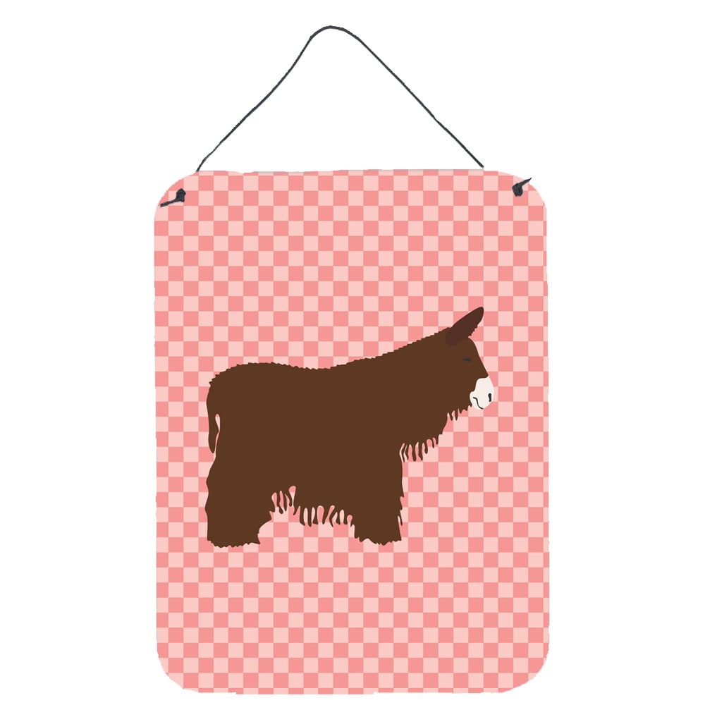 BB7852DS1216 Poitou Poiteuin Donkey Pink Check Wall or Door Hanging Prints