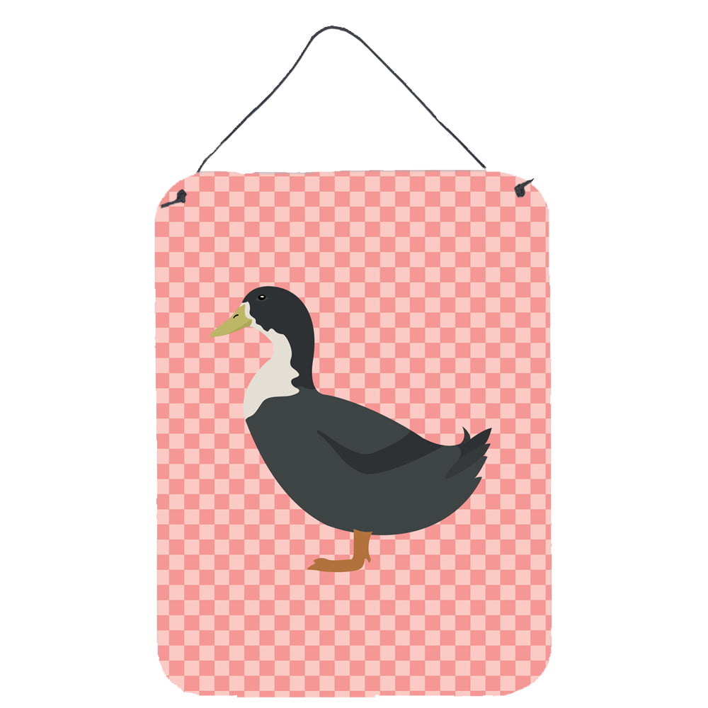 Blue Swedish Duck Pink Check Wall or Door Hanging Prints - Pink - 12 x 16 in.
