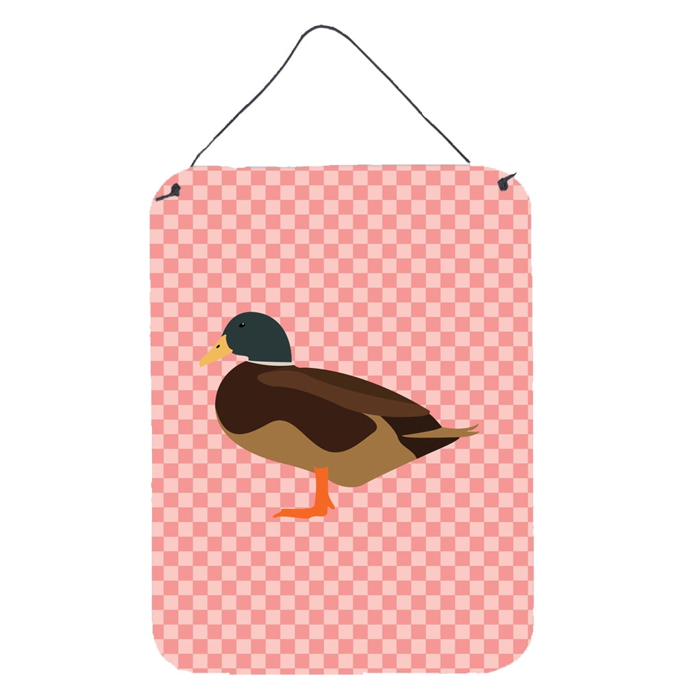 BB7867DS1216 Silver Bantam Duck Pink Check Wall or Door Hanging Prints