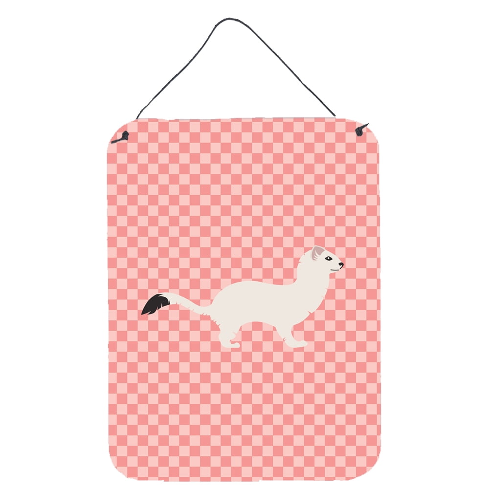BB7872DS1216 Stoat Short-tailed Weasel Pink Check Wall or Door Hanging Prints
