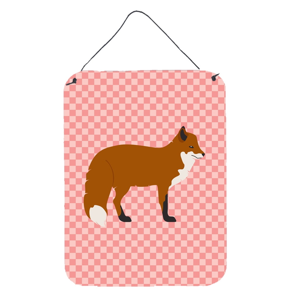 BB7876DS1216 Red Fox Pink Check Wall or Door Hanging Prints