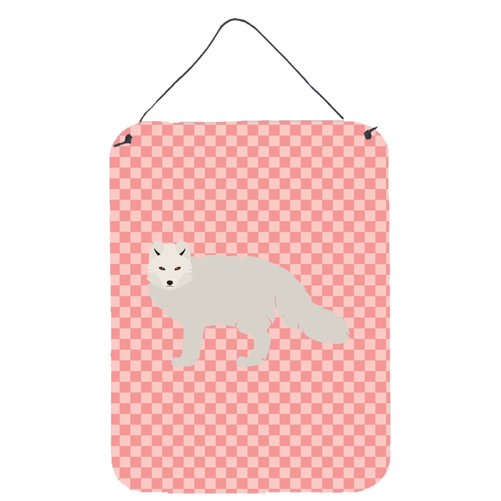 BB7877DS1216 White Arctic Fox Pink Check Wall or Door Hanging Prints