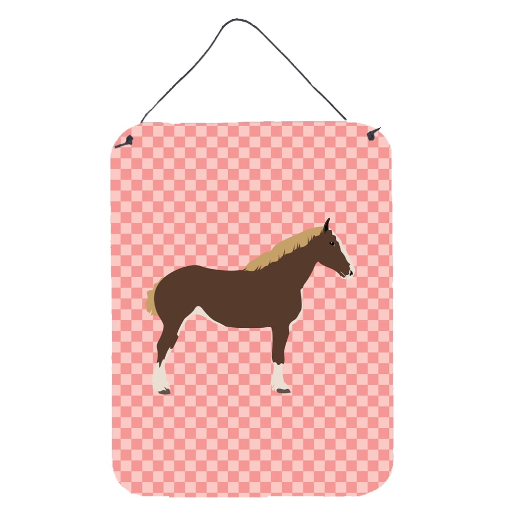BB7906DS1216 Percheron Horse Pink Check Wall or Door Hanging Prints