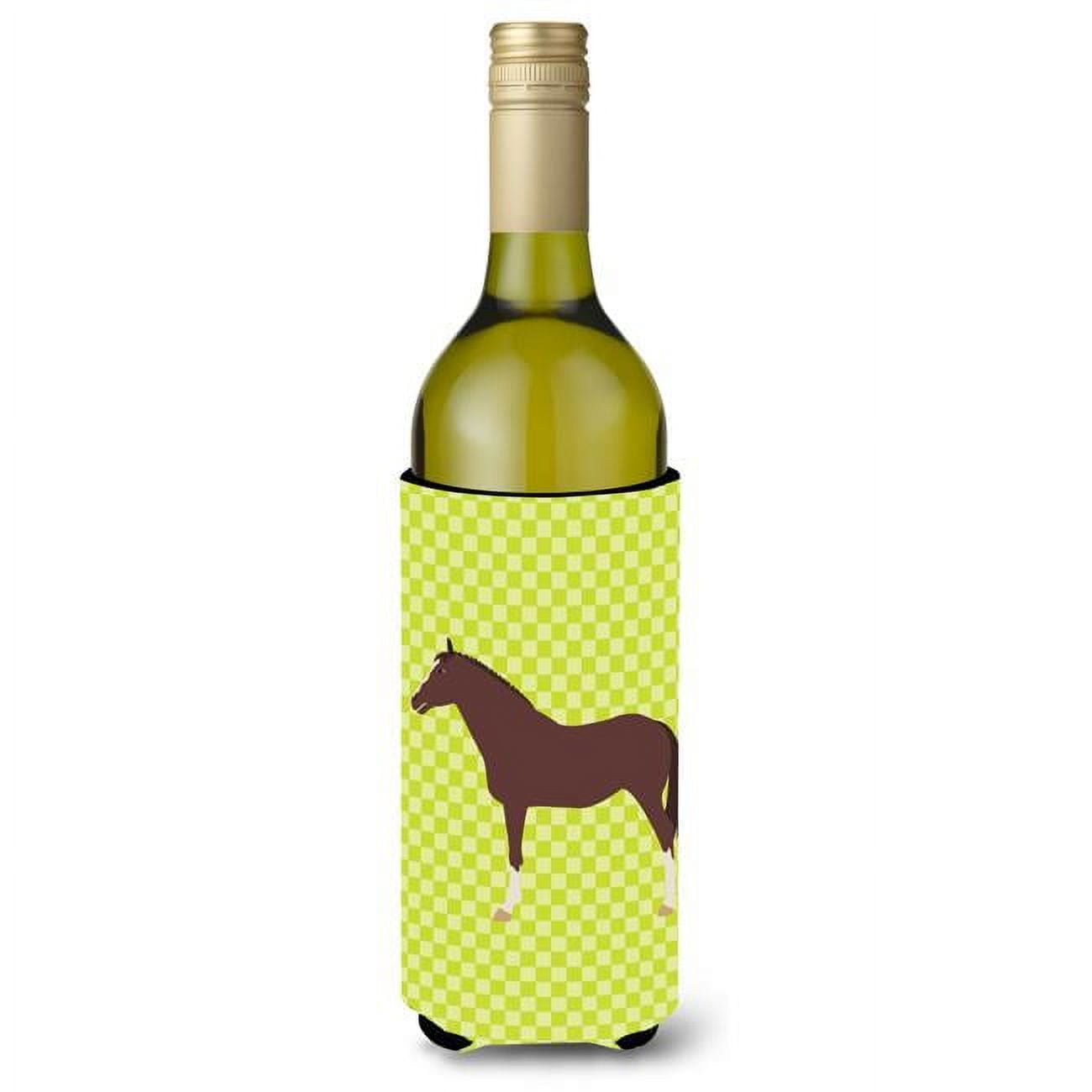 Picture of Carolines Treasures BB7739LITERK English Thoroughbred Horse Green Wine Bottle Beverge Insulator Hugger