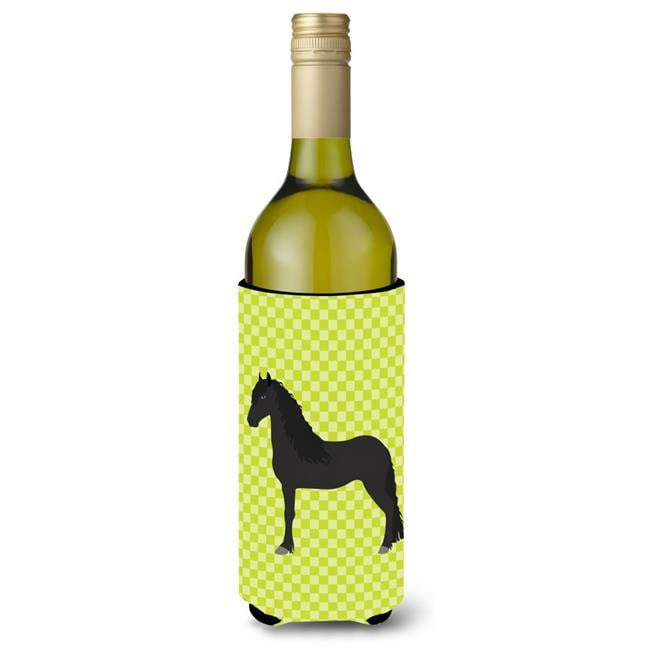 Picture of Carolines Treasures BB7741LITERK Friesian Horse Green Wine Bottle Beverge Insulator Hugger