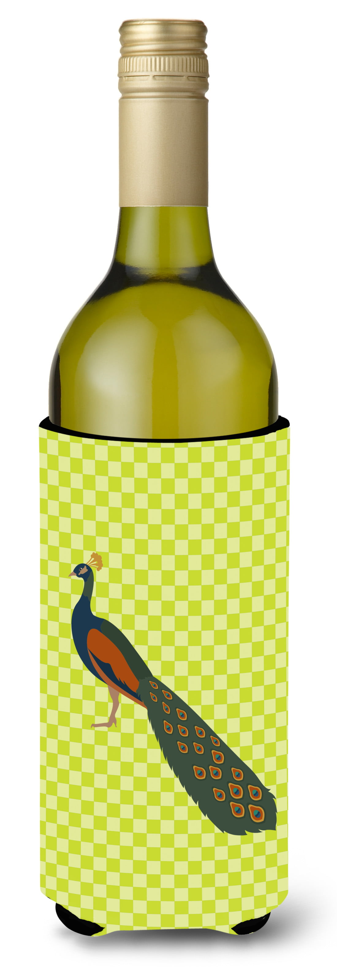 Picture of Carolines Treasures BB7751LITERK Indian Peacock Peafowl Green Wine Bottle Beverge Insulator Hugger