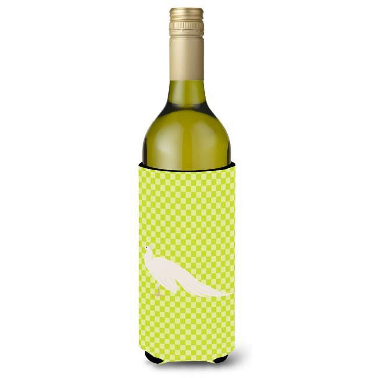Picture of Carolines Treasures BB7752LITERK White Peacock Peafowl Green Wine Bottle Beverge Insulator Hugger
