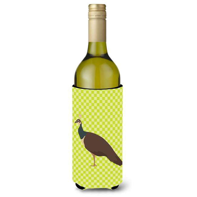 Picture of Carolines Treasures BB7753LITERK Indian Peahen Peafowl Green Wine Bottle Beverge Insulator Hugger