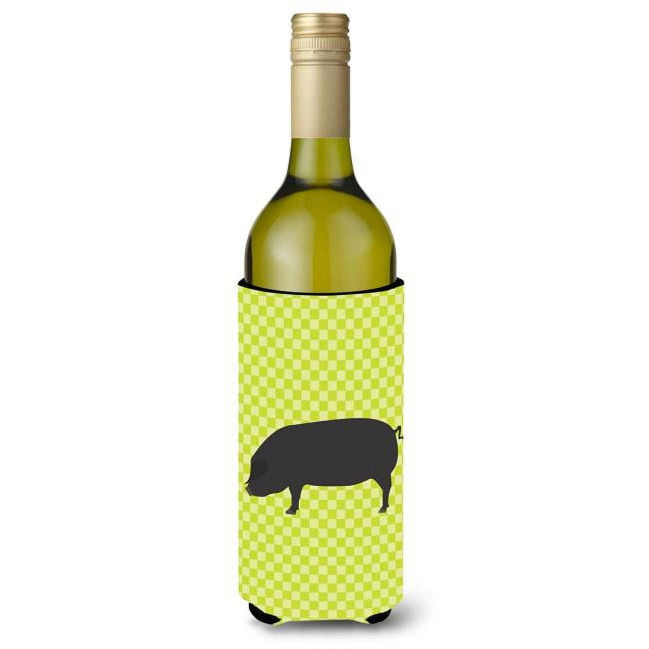 Picture of Carolines Treasures BB7757LITERK Devon Large Black Pig Green Wine Bottle Beverge Insulator Hugger