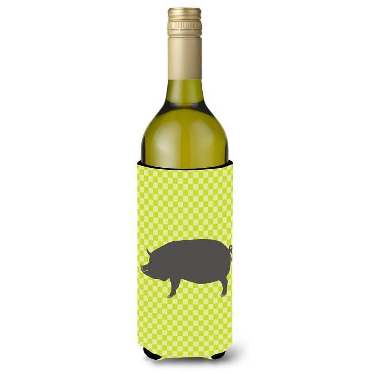 Picture of Carolines Treasures BB7759LITERK Berkshire Pig Green Wine Bottle Beverge Insulator Hugger