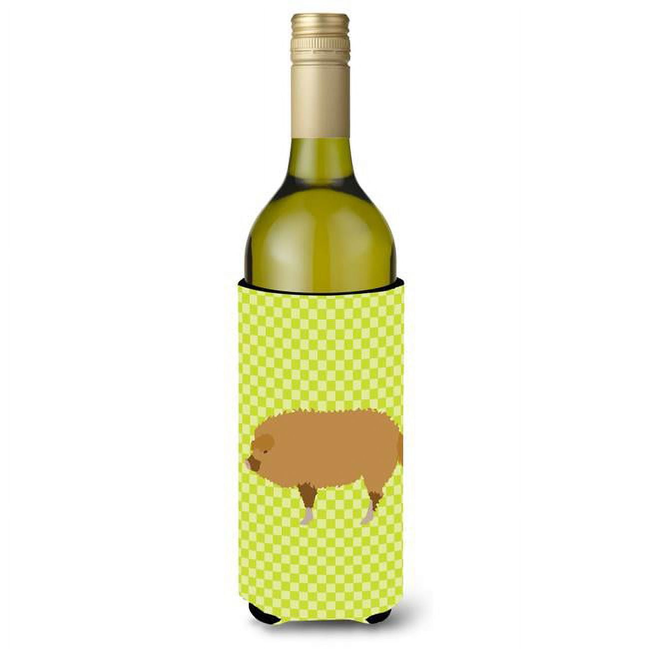 Picture of Carolines Treasures BB7760LITERK Hungarian Mangalica Pig Green Wine Bottle Beverge Insulator Hugger