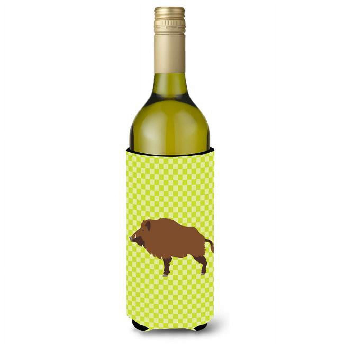 Picture of Carolines Treasures BB7762LITERK Wild Boar Pig Green Wine Bottle Beverge Insulator Hugger