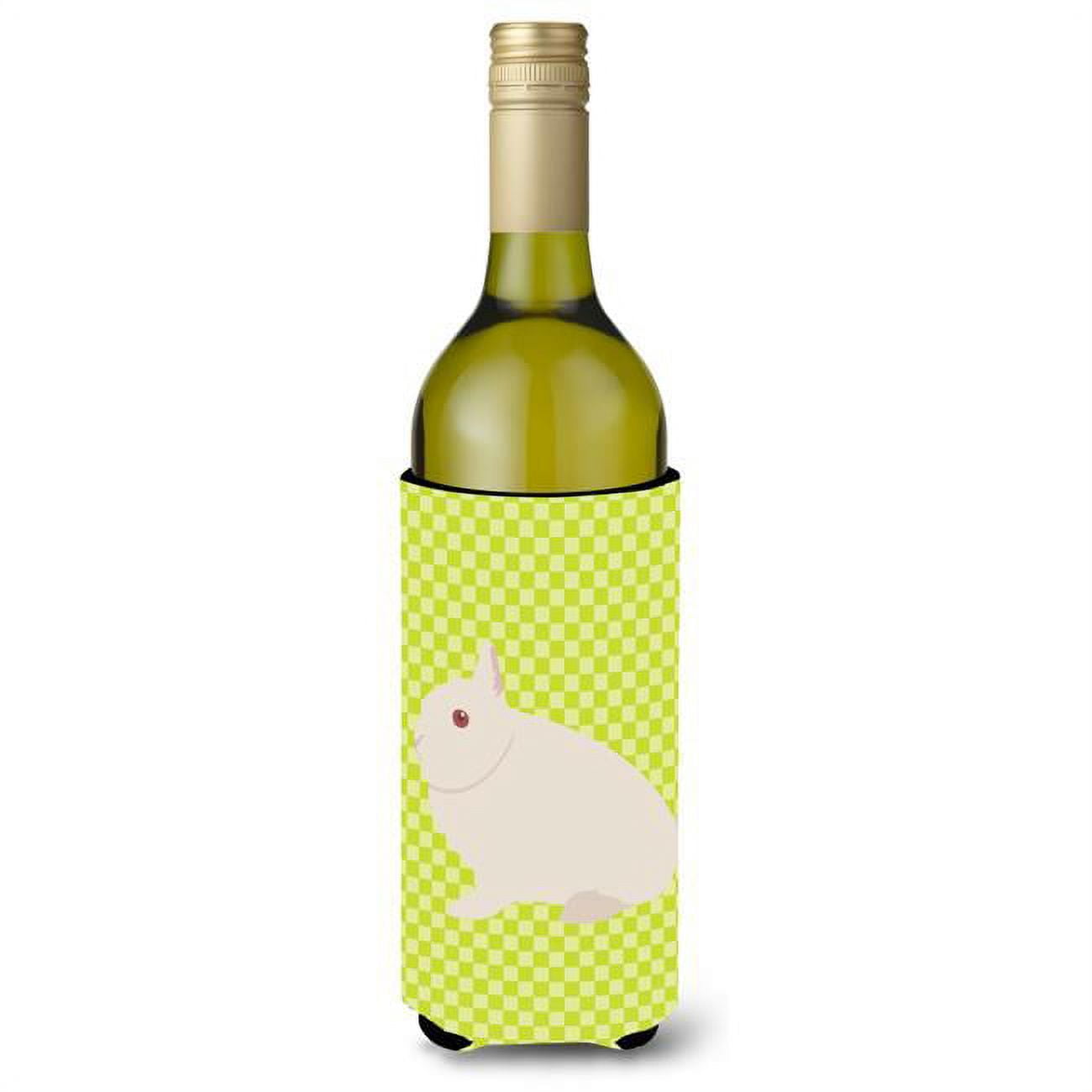 Picture of Carolines Treasures BB7790LITERK Hermelin Rabbit Green Wine Bottle Beverge Insulator Hugger