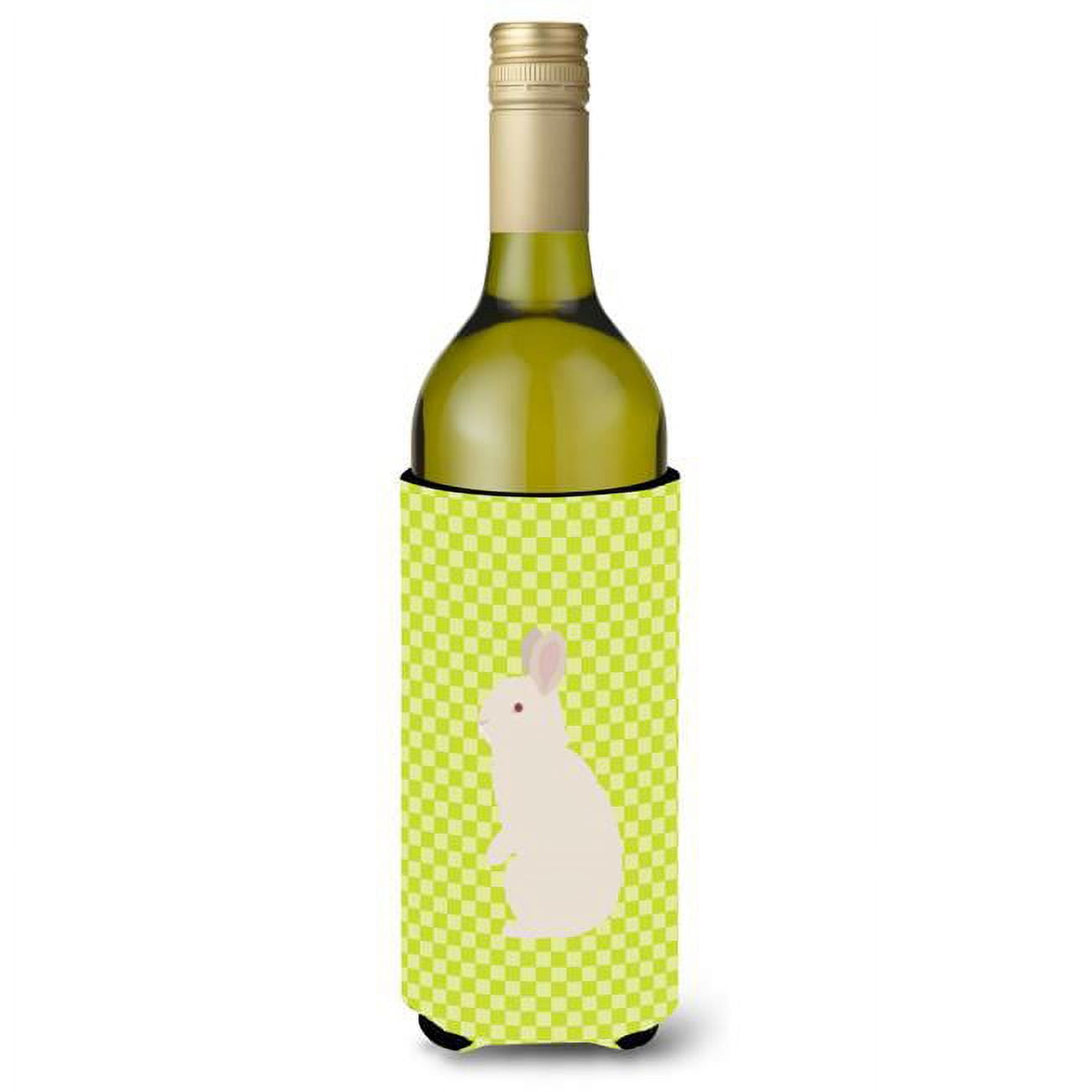 Picture of Carolines Treasures BB7791LITERK New Zealand White Rabbit Green Wine Bottle Beverge Insulator Hugger