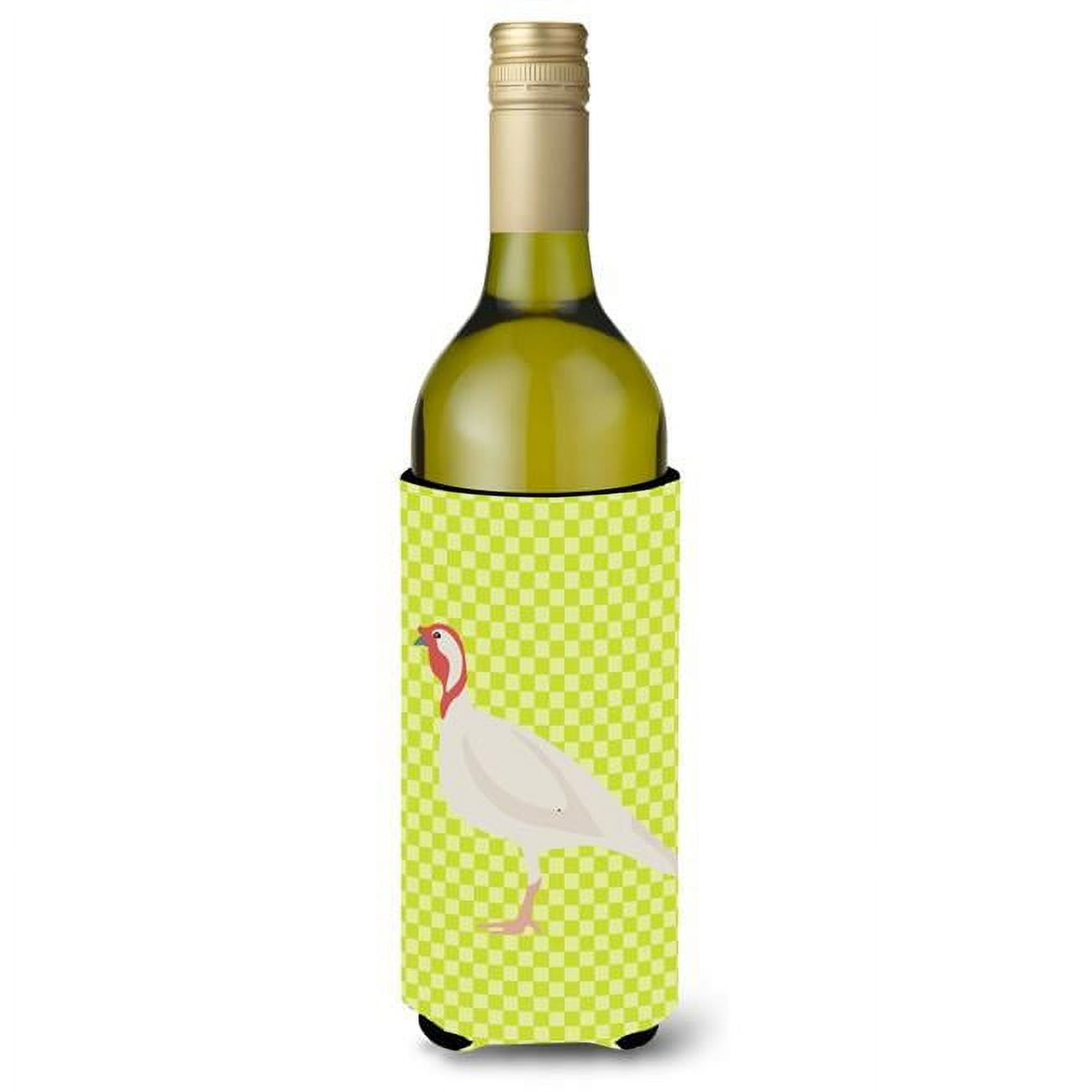 Picture of Carolines Treasures BB7815LITERK Beltsville Small White Turkey Hen Green Wine Bottle Beverge Insulator Hugger