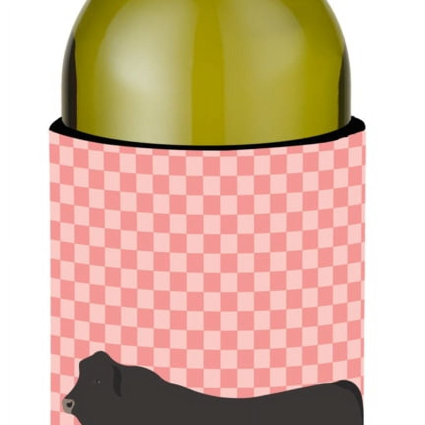 Picture of Carolines Treasures BB7828LITERK Black Angus Cow Pink Check Wine Bottle Beverge Insulator Hugger