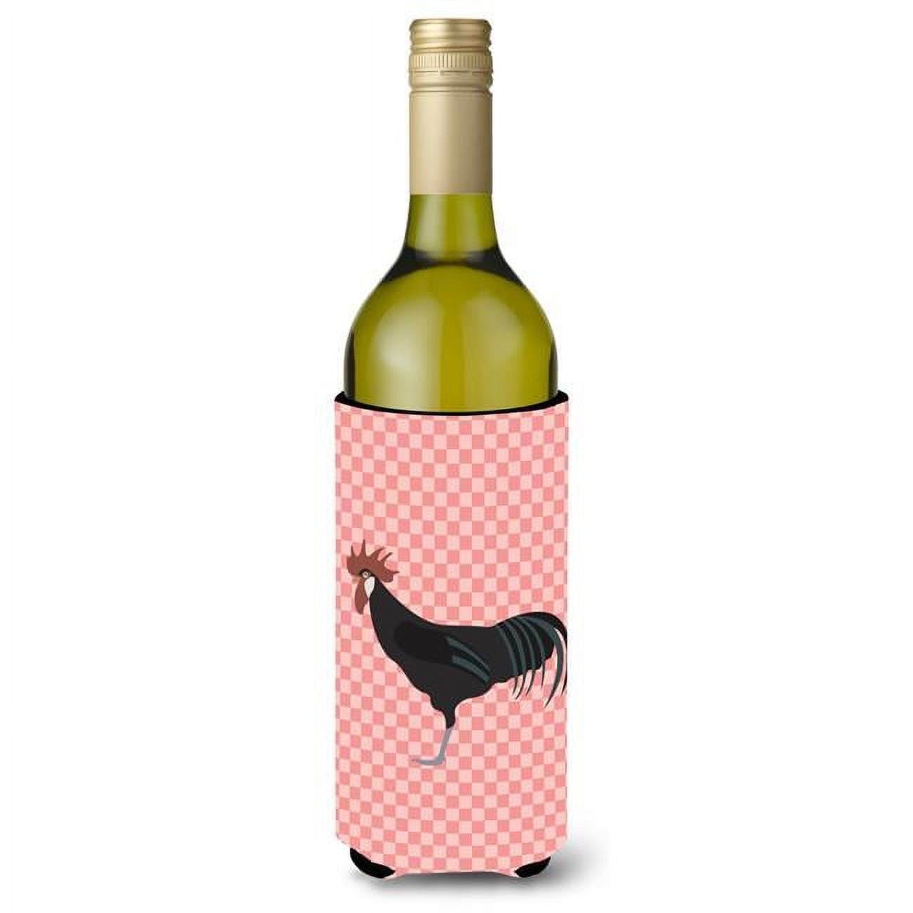 Picture of Carolines Treasures BB7841LITERK Minorca Ctalalan Chicken Pink Check Wine Bottle Beverge Insulator Hugger