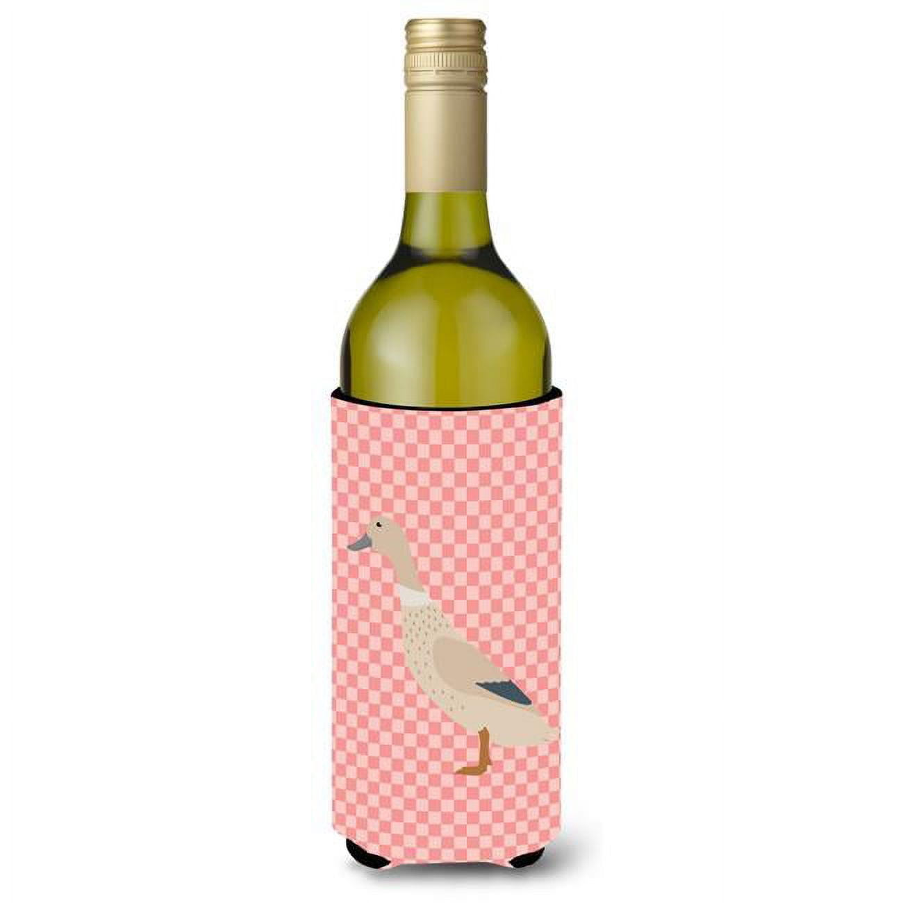 Picture of Carolines Treasures BB7858LITERK West Harlequin Duck Pink Check Wine Bottle Beverge Insulator Hugger