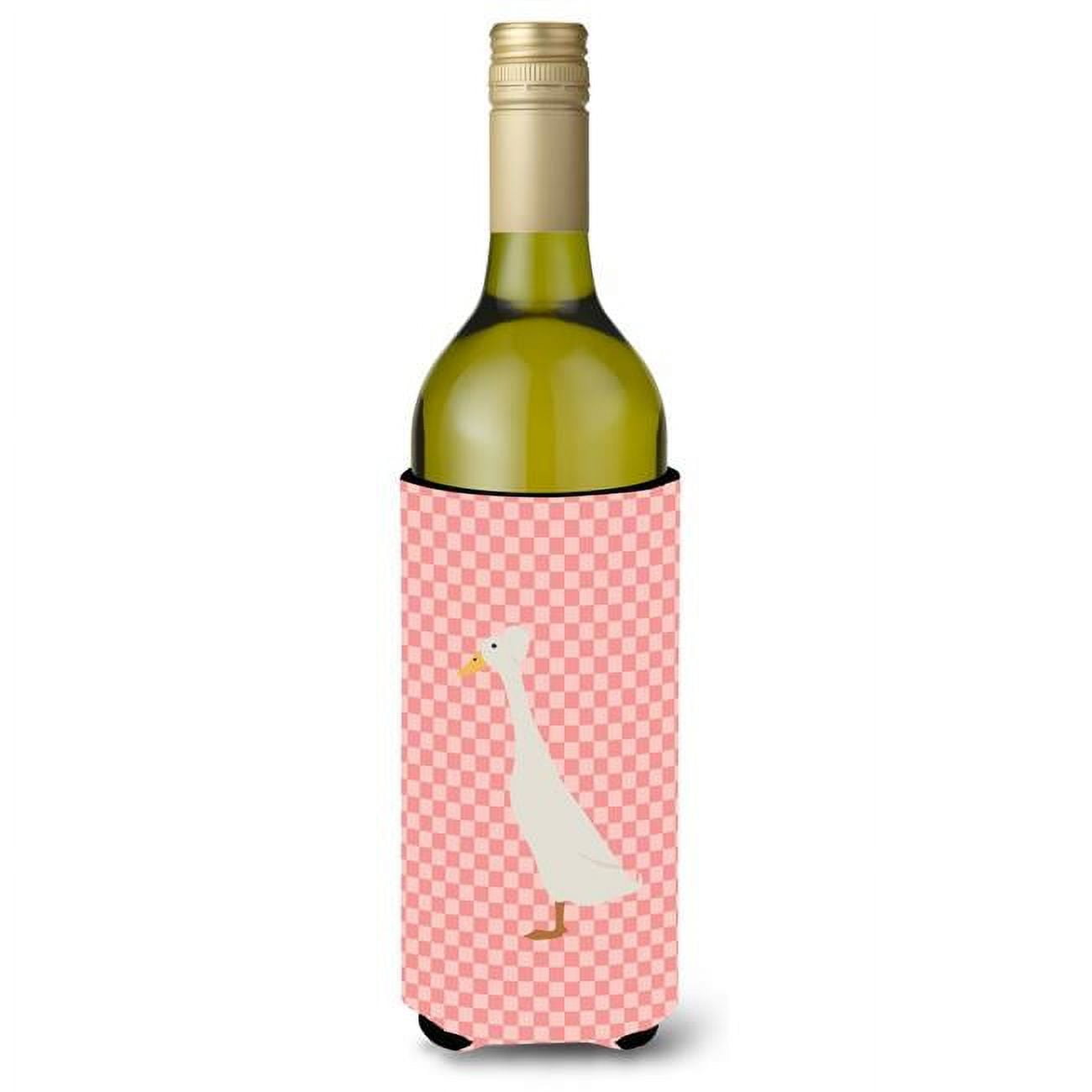 Picture of Carolines Treasures BB7859LITERK Bali Duck Pink Check Wine Bottle Beverge Insulator Hugger