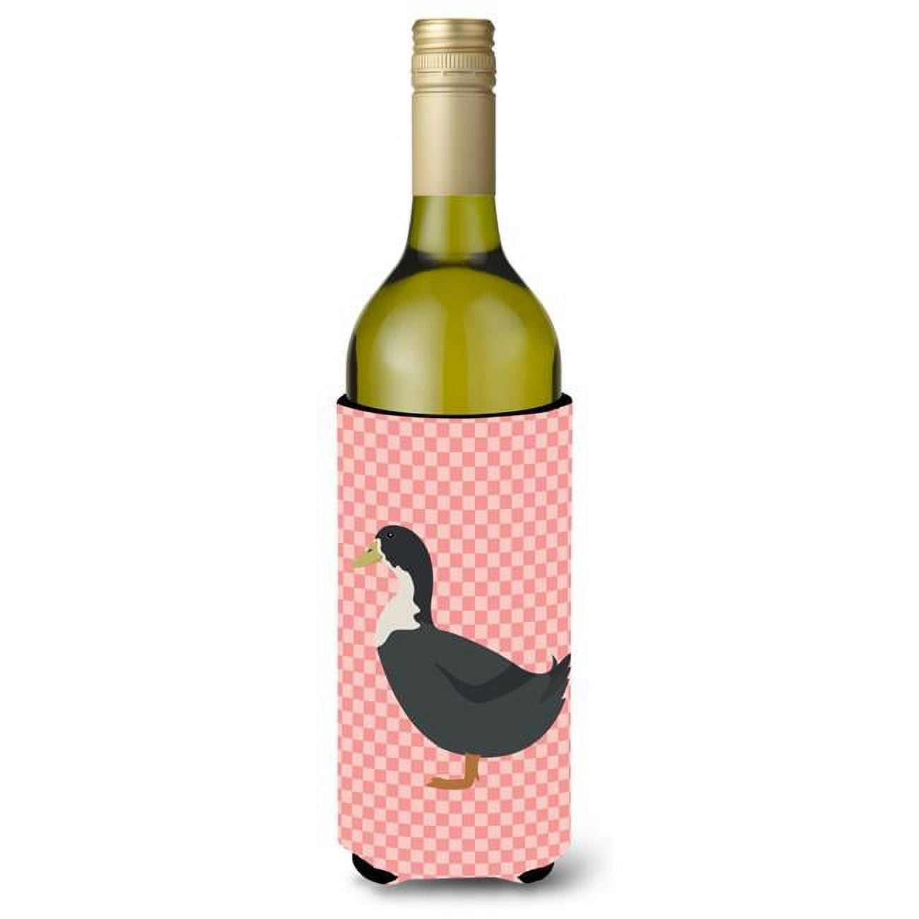 Picture of Carolines Treasures BB7862LITERK Blue Swedish Duck Pink Check Wine Bottle Beverge Insulator Hugger