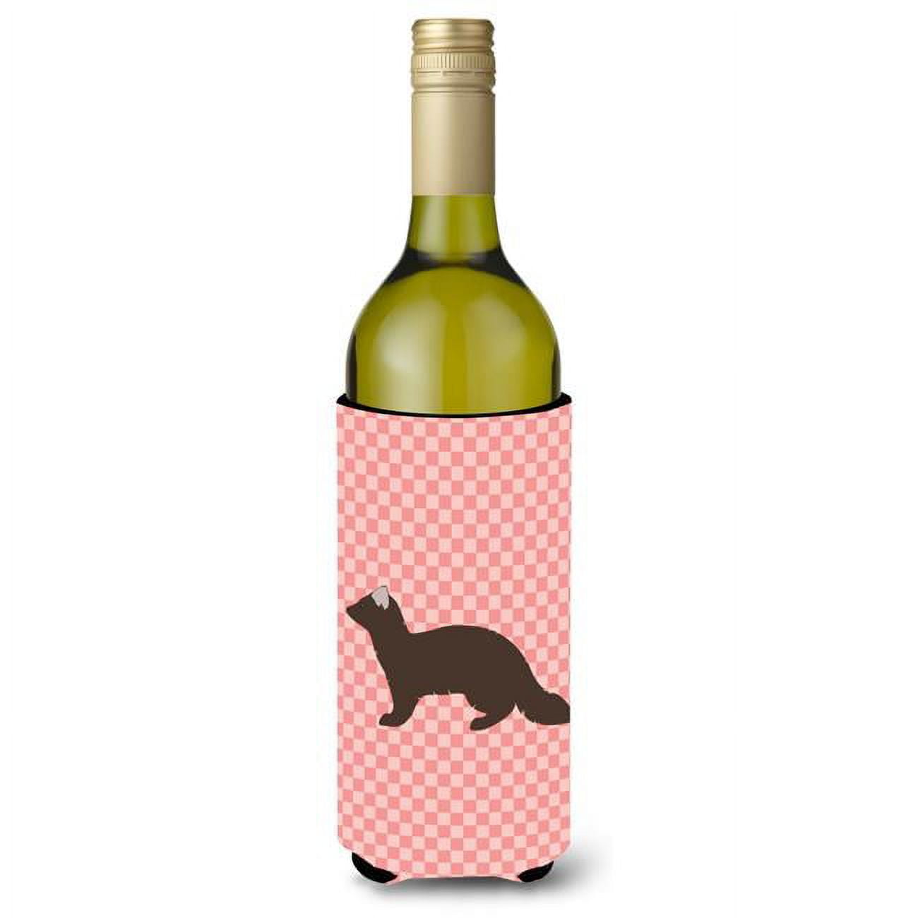 Picture of Carolines Treasures BB7869LITERK Sable Marten Pink Check Wine Bottle Beverge Insulator Hugger