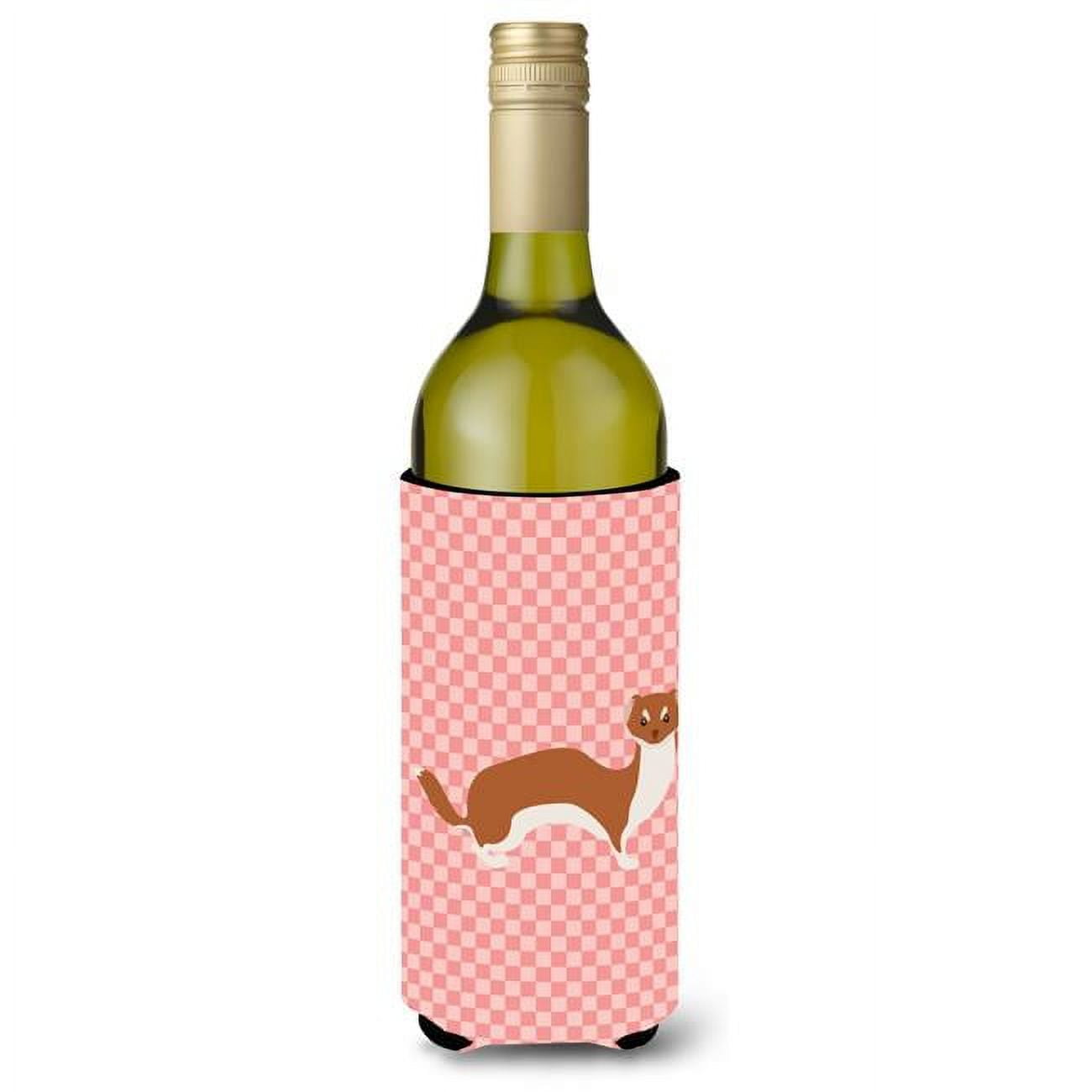 Picture of Carolines Treasures BB7870LITERK Weasel Pink Check Wine Bottle Beverge Insulator Hugger