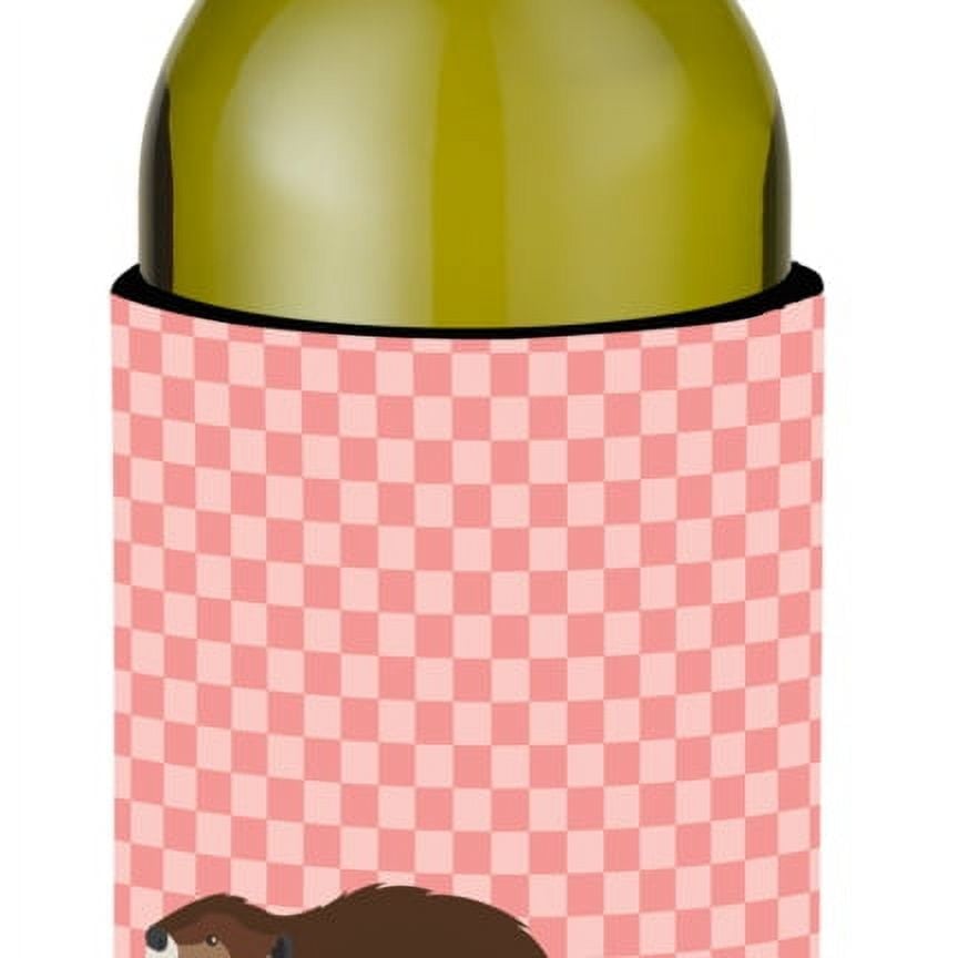 Picture of Carolines Treasures BB7873LITERK Eurasian Beaver Pink Check Wine Bottle Beverge Insulator Hugger