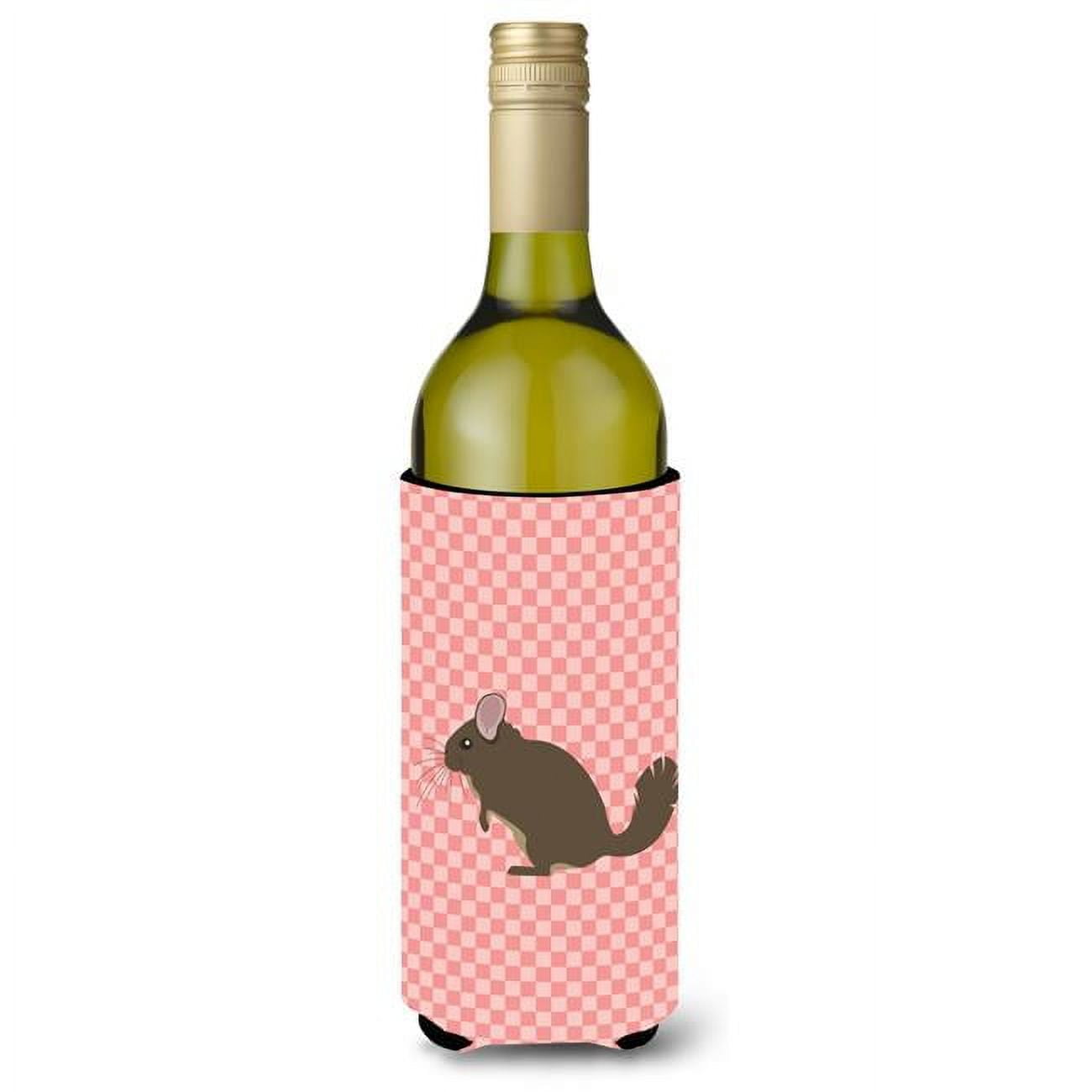 Picture of Carolines Treasures BB7875LITERK Chinchilla Pink Check Wine Bottle Beverge Insulator Hugger