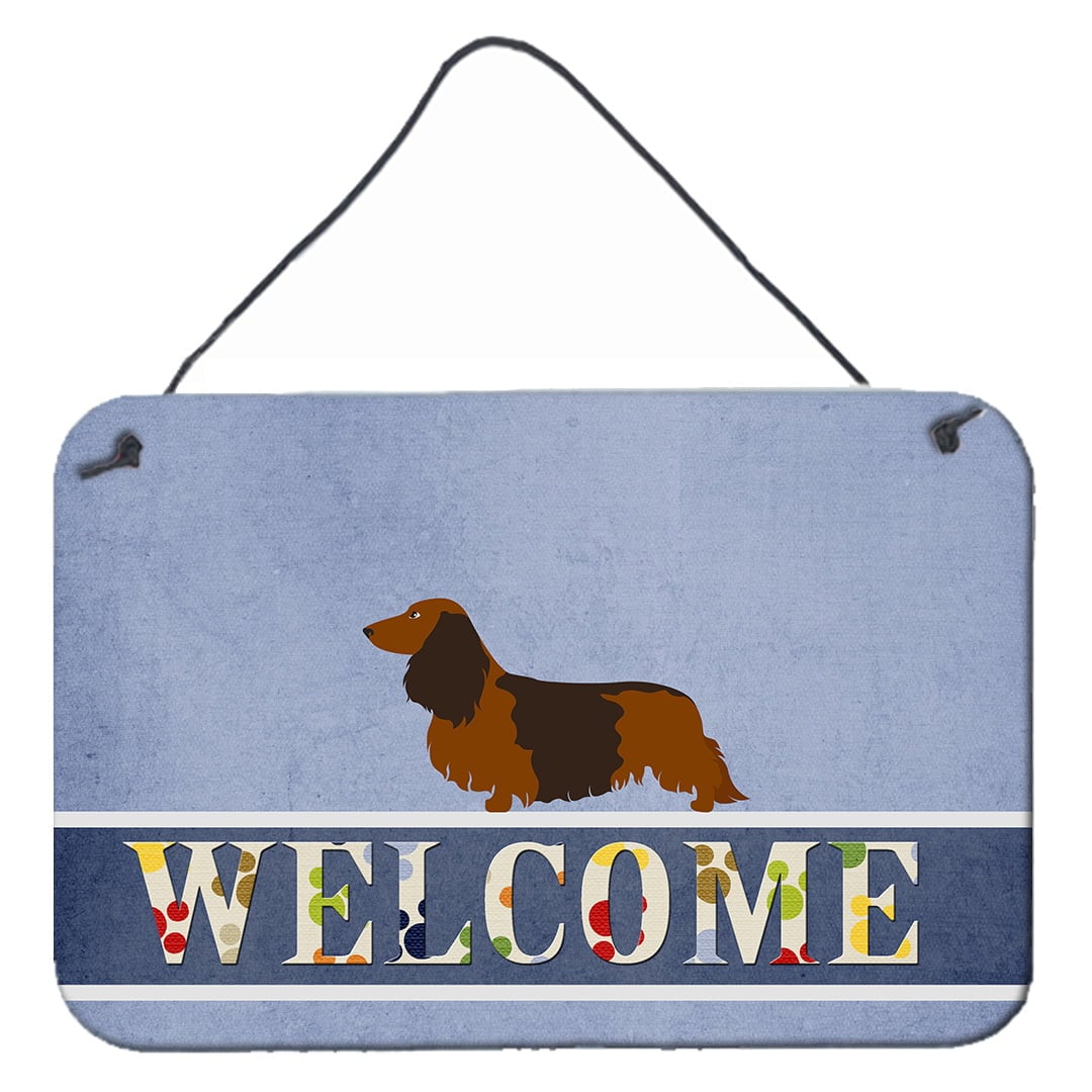 Longhaired Dachshund Welcome Wall or Door Hanging Prints