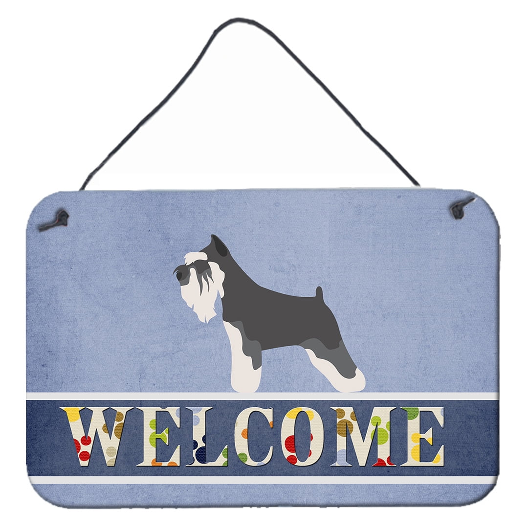 Miniature Schnauzer Welcome Wall or Door Hanging Prints 8 x 12 in.
