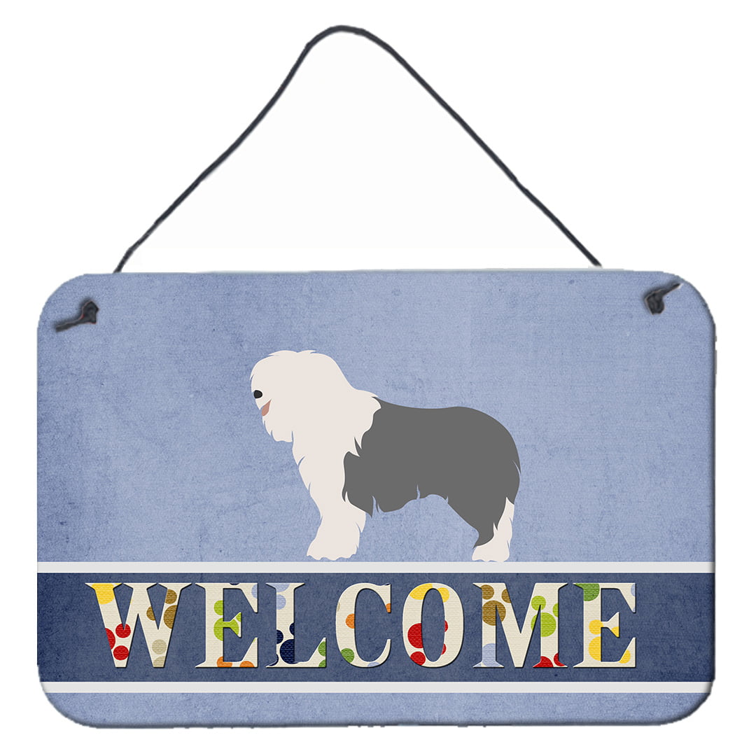 BB8304DS812 Old English Sheepdog Welcome Wall or Door Hanging Prints