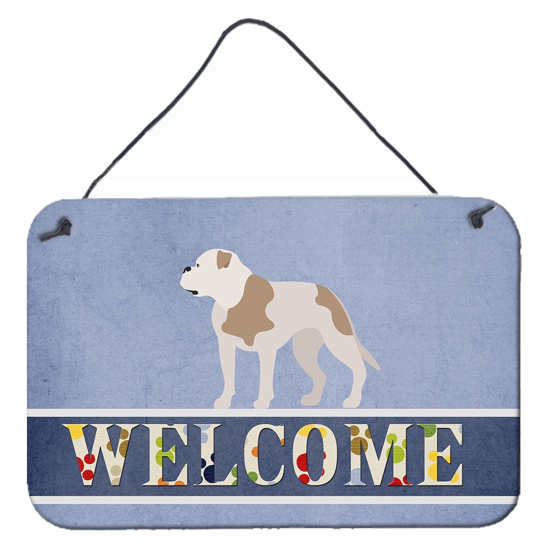 Picture of Carolines Treasures BB8348DS812 American Bulldog Welcome Wall or Door Hanging Prints