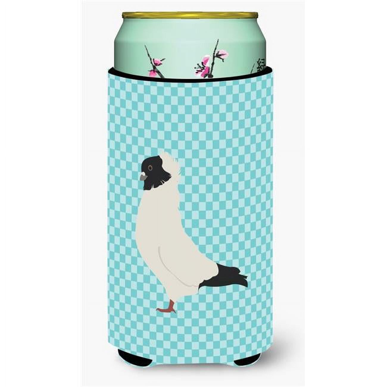 Nun Pigeon Blue Check Tall Boy Beverage Insulator Hugger