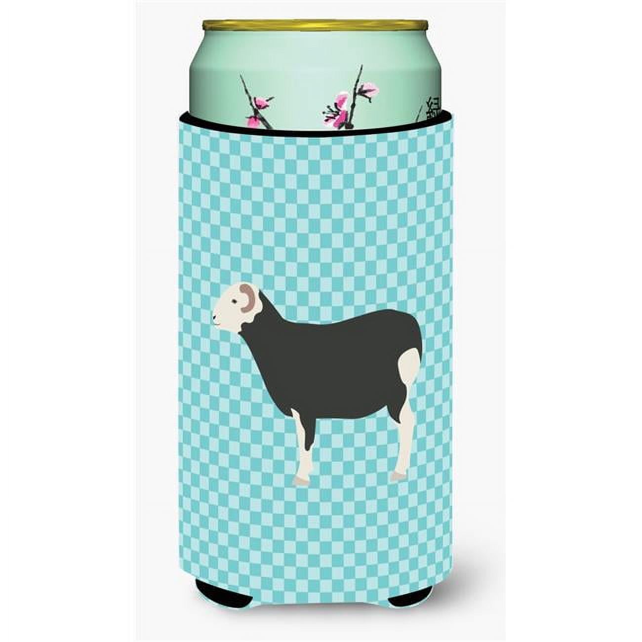 Herwick Sheep Blue Check Tall Boy Beverage Insulator Hugger