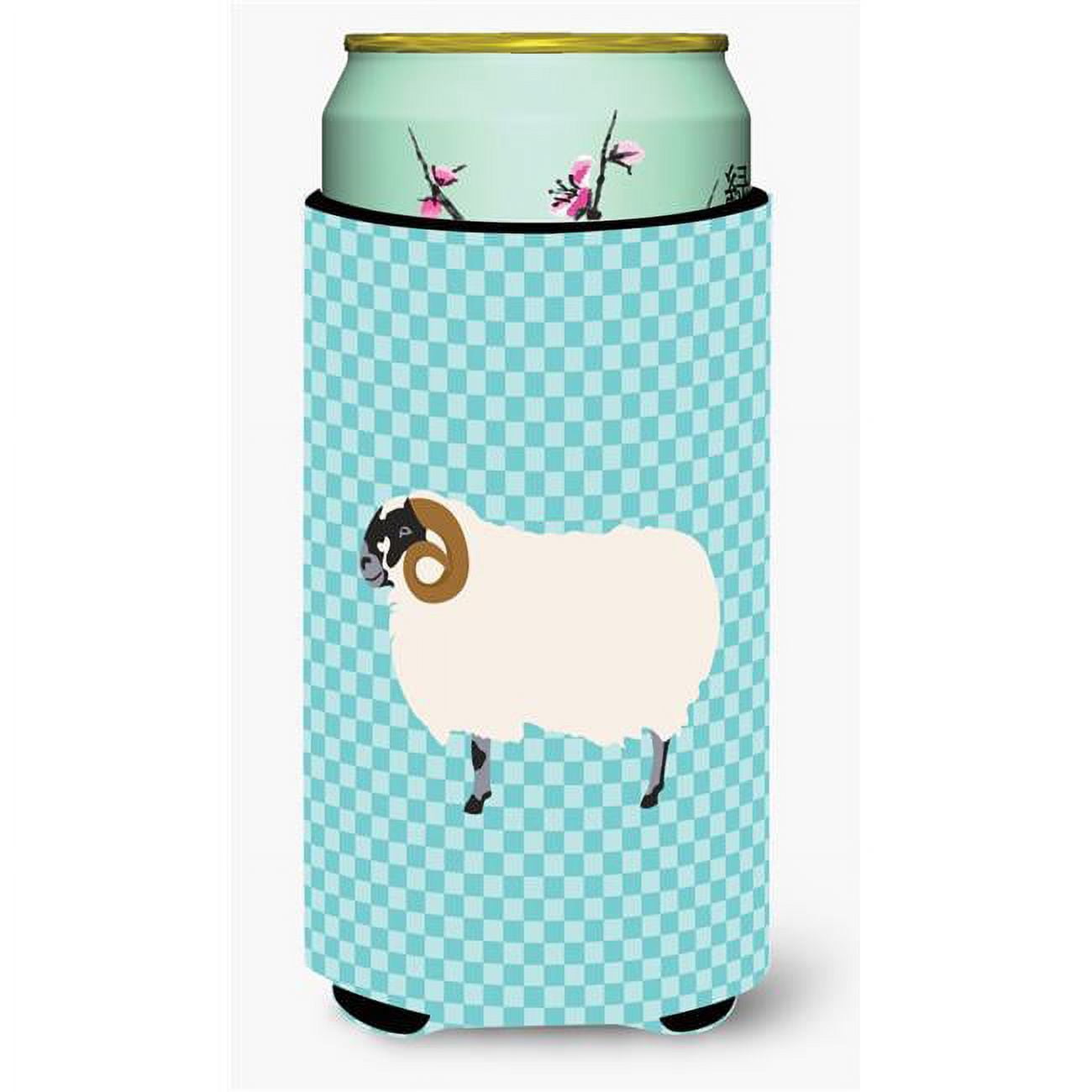 Scottish Blackface Sheep Blue Check Tall Boy Beverage Insulator Hugger