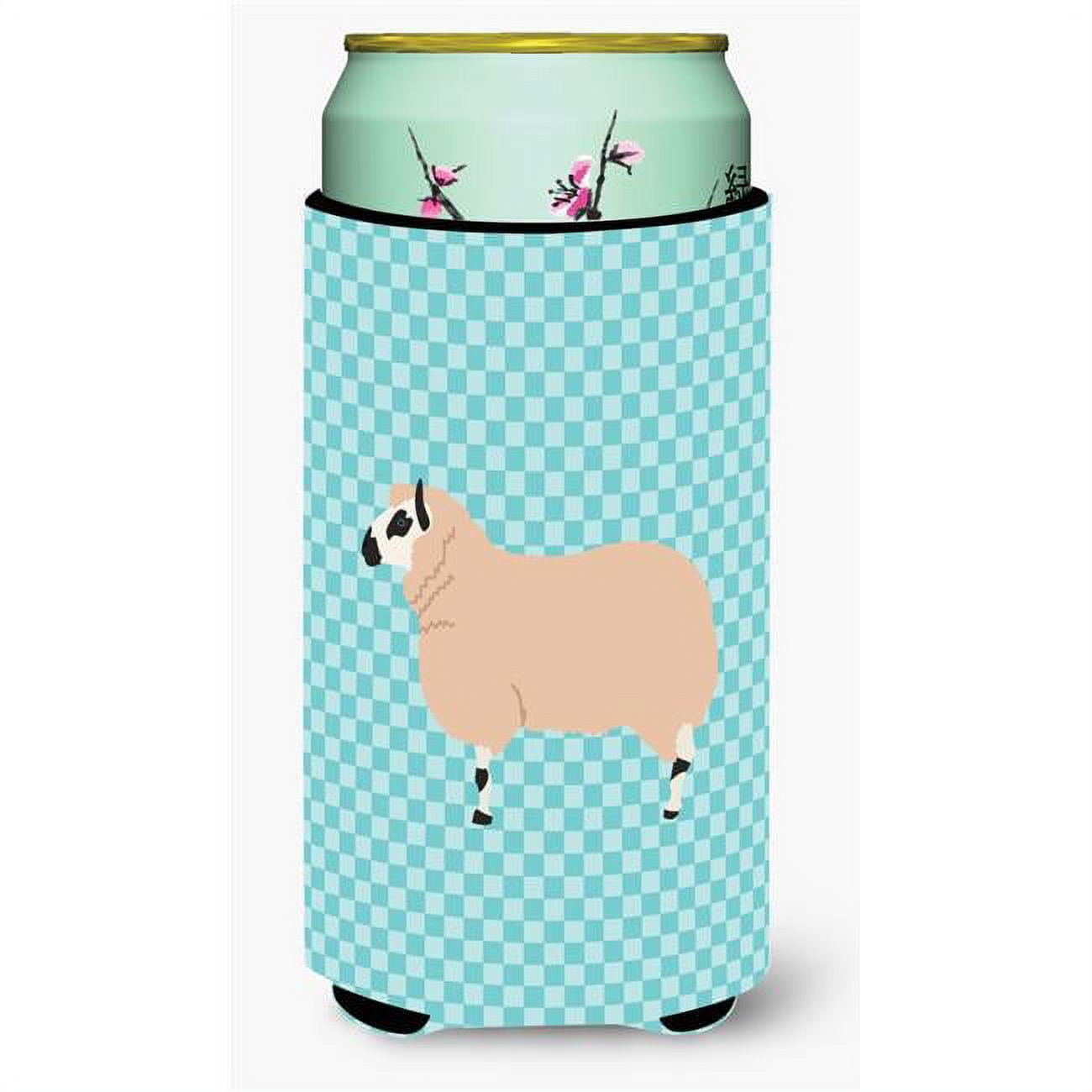 Kerry Hill Sheep Blue Check Tall Boy Beverage Insulator Hugger