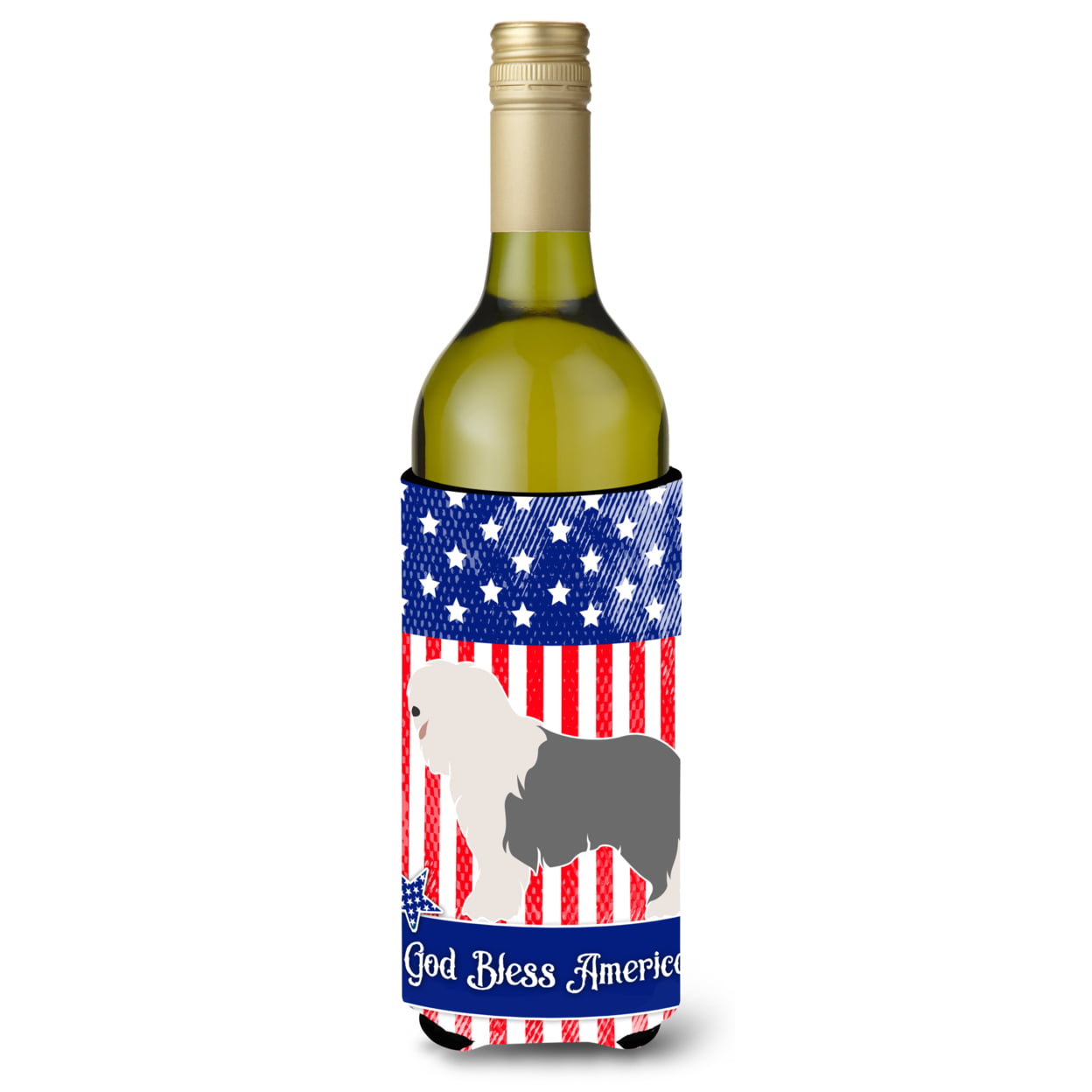 Picture of Carolines Treasures BB8385LITERK Old English Sheepdog American Wine Bottle Beverge Insulator Hugger