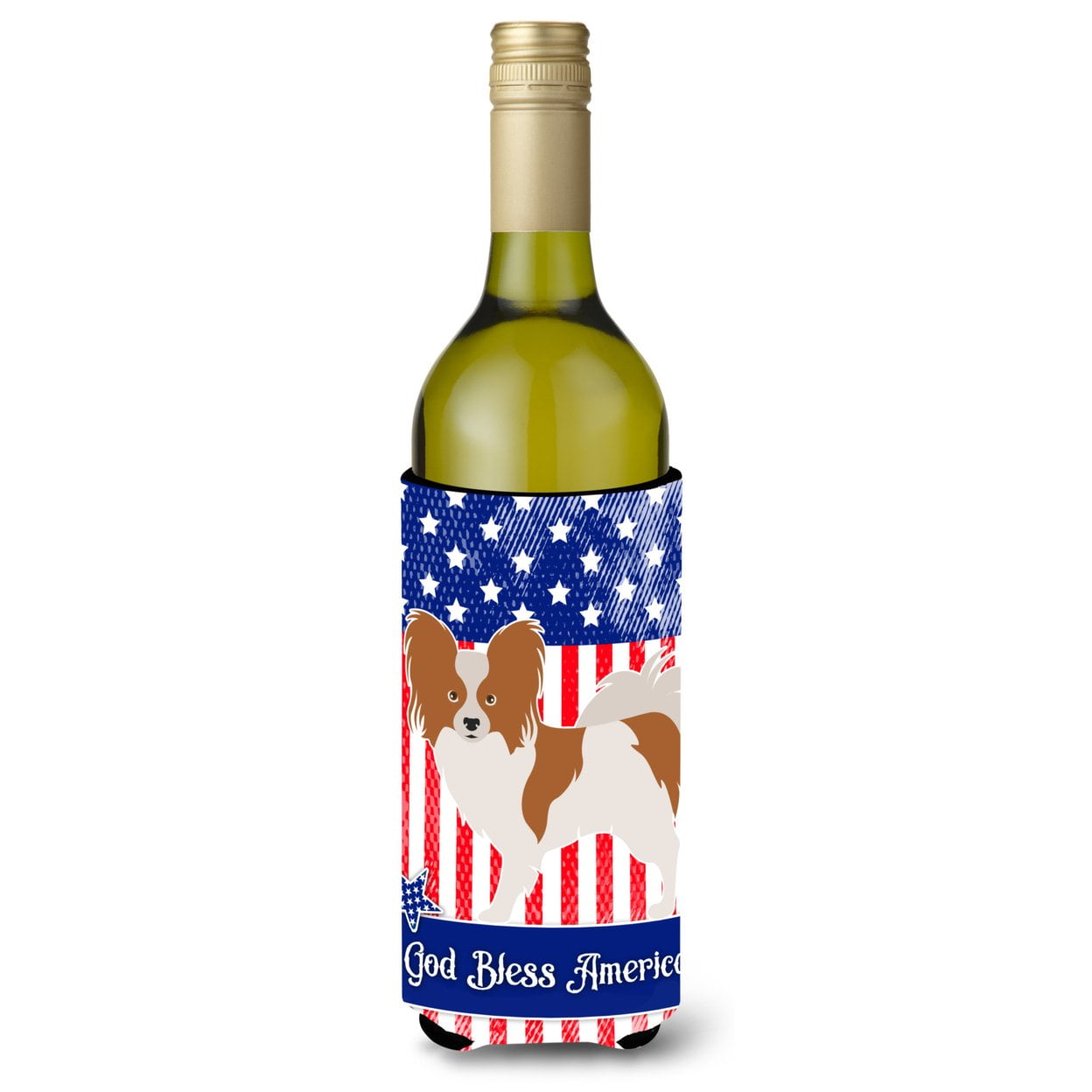 Picture of Carolines Treasures BB8391LITERK Papillon American Wine Bottle Beverge Insulator Hugger