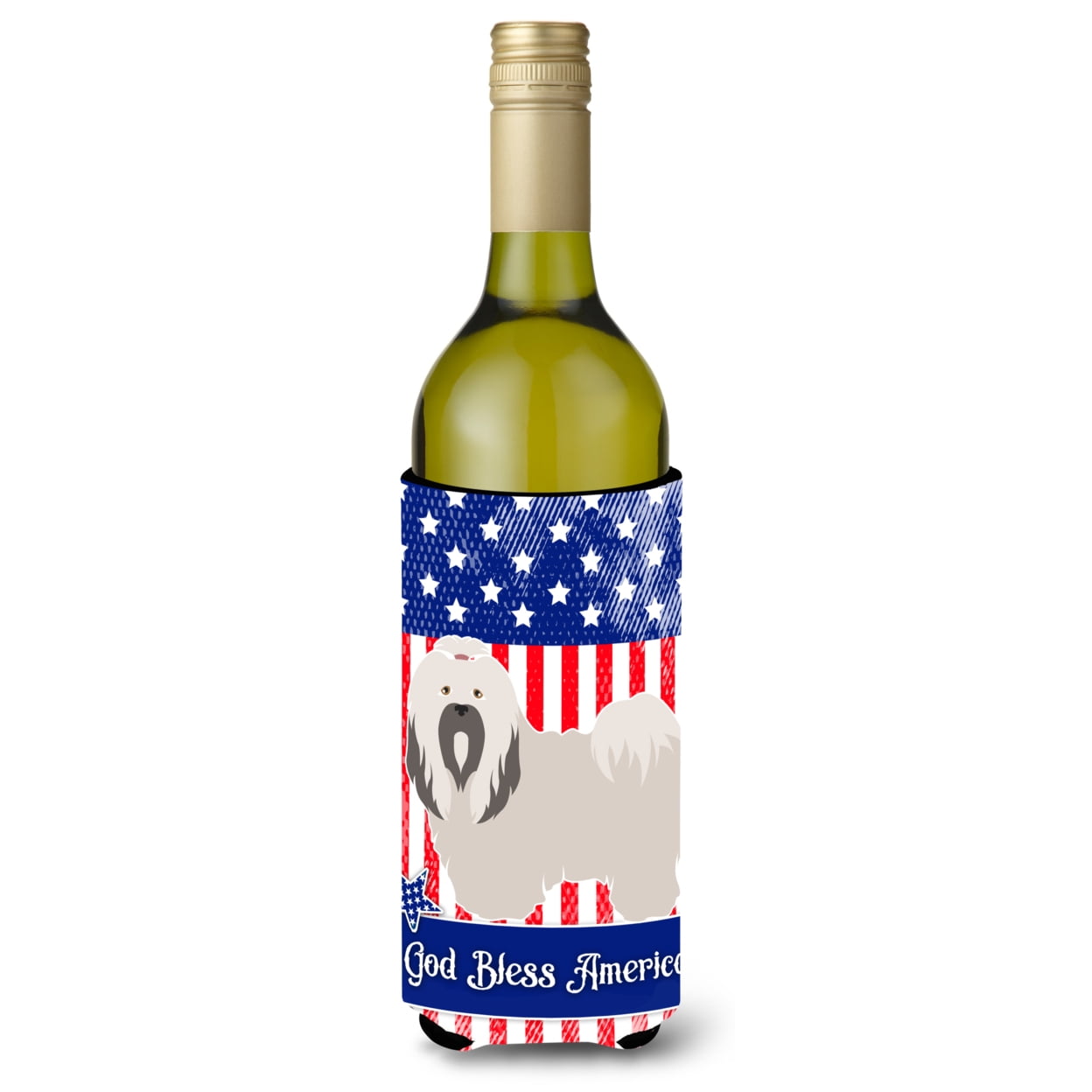 Picture of Carolines Treasures BB8400LITERK Lhasa Apso American Wine Bottle Beverge Insulator Hugger